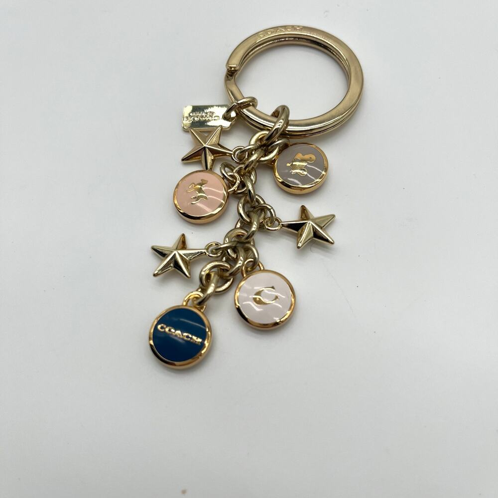 COACH Charm Keychain Horse & Carriage, Gold Stars